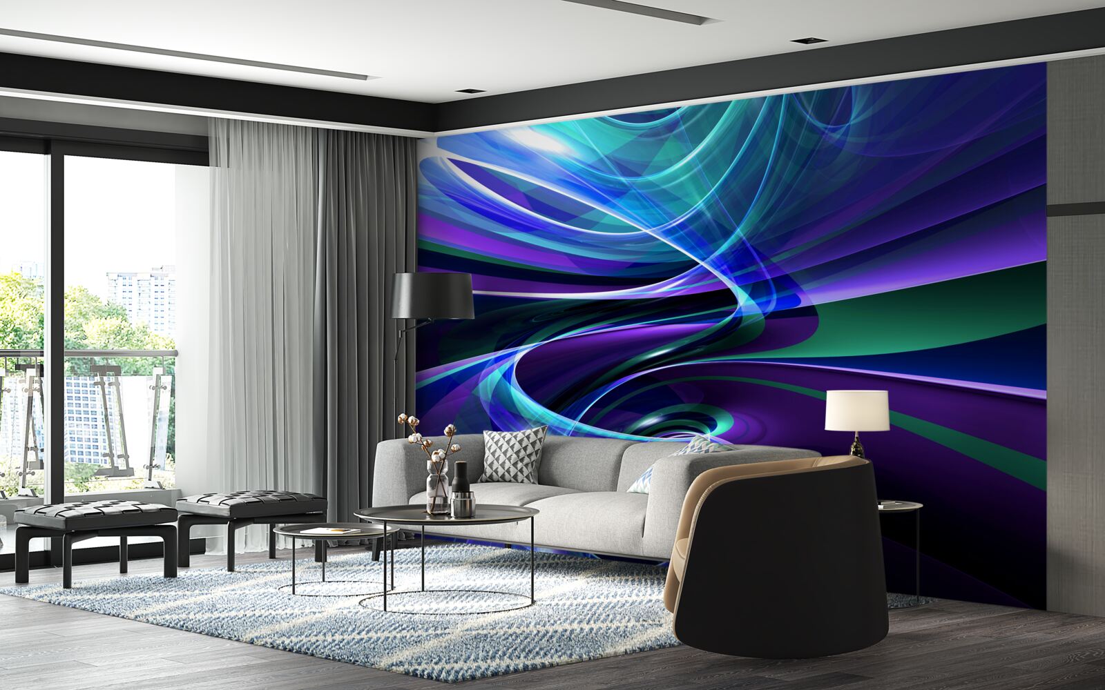 Fototapet accente abstracte aurora borealis