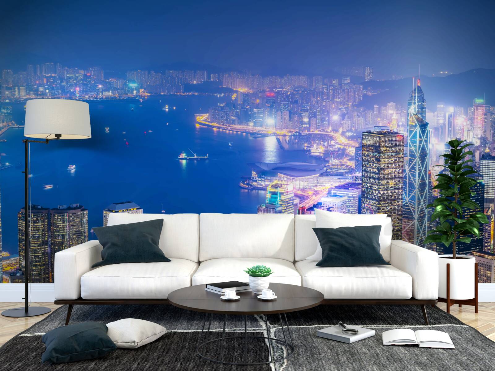 Fototapet peisaj nocturn hipnotizant în hong kong