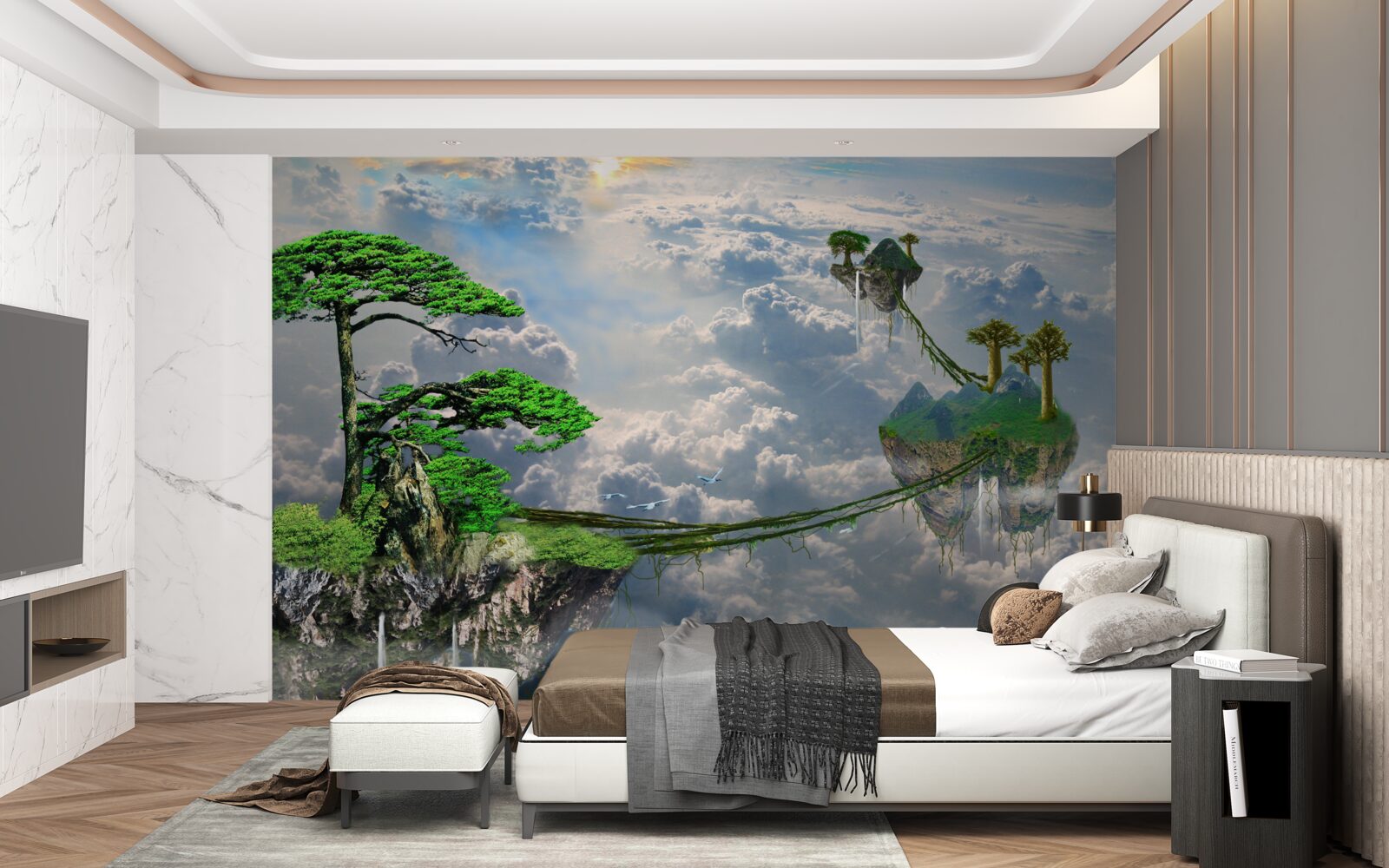 Fototapet insule care plutesc pe cer