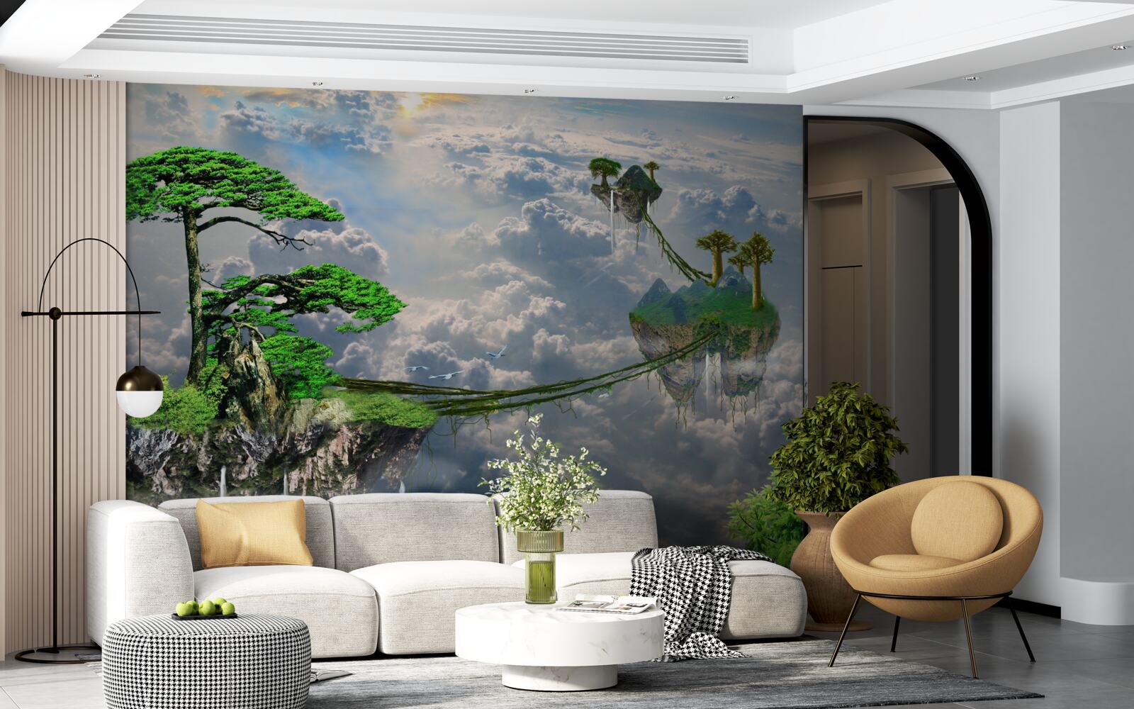 Fototapet insule care plutesc pe cer