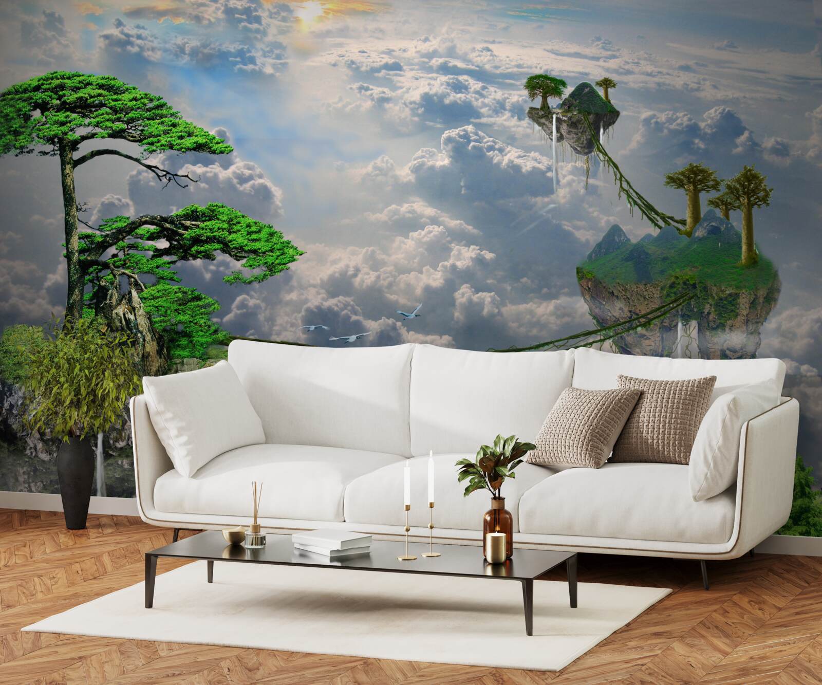 Fototapet insule care plutesc pe cer