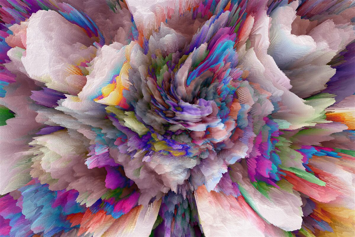 Fototapet floare cu nuanțe abstracte de curcubeu