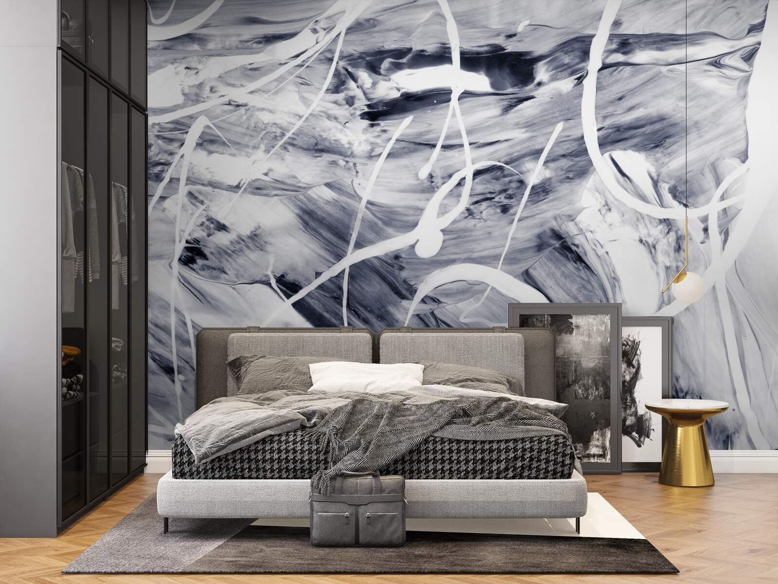 Fototapet lovituri de vopsea albă pe un fundal negru