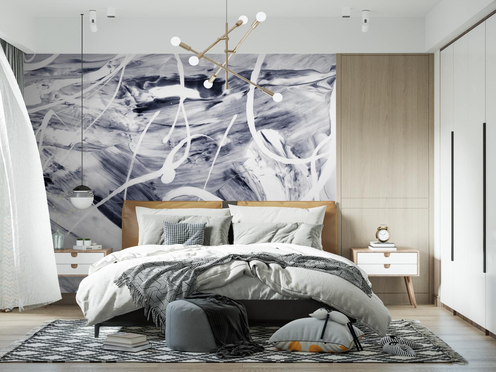 Fototapet lovituri de vopsea albă pe un fundal negru