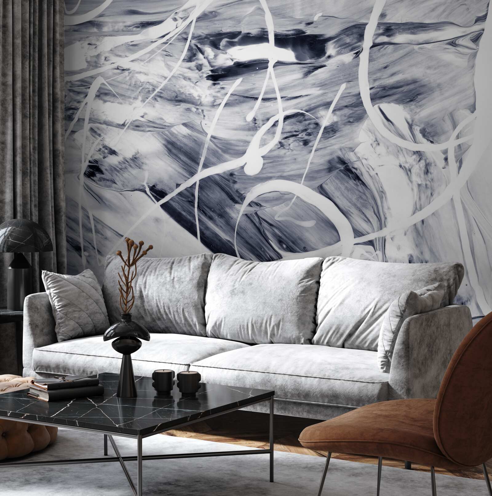 Fototapet lovituri de vopsea albă pe un fundal negru