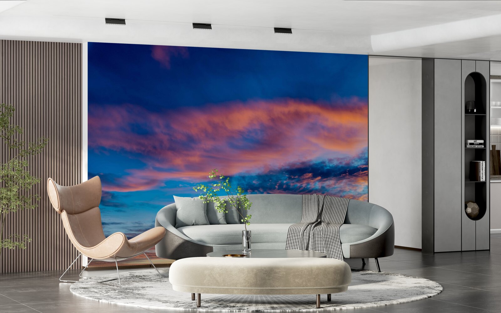 Fototapet nori la apus, purtați de vânt