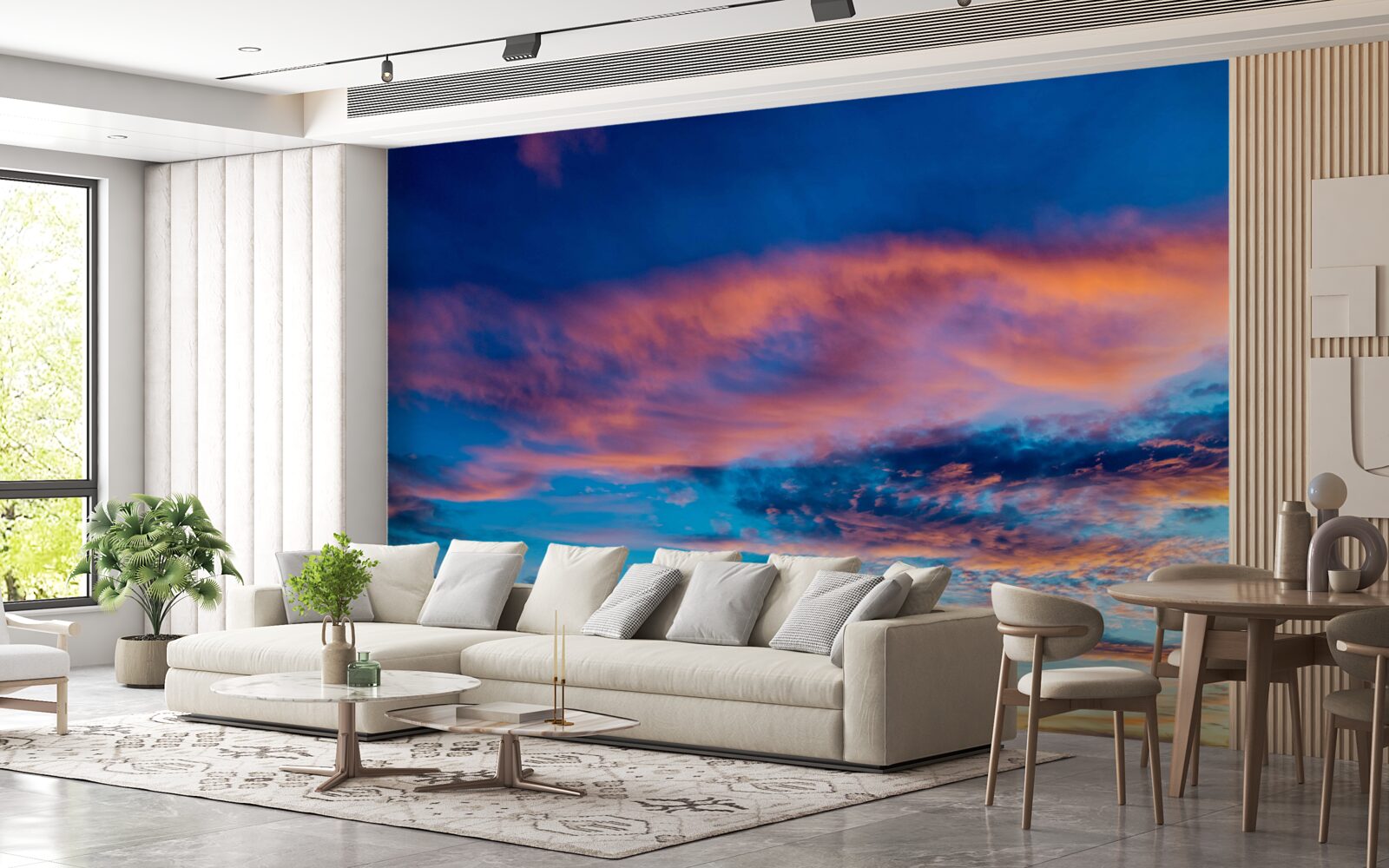 Fototapet nori la apus, purtați de vânt