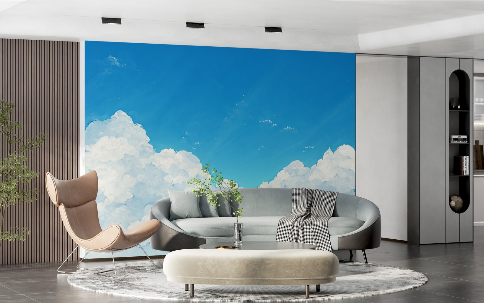 Fototapet cer albastru și nori albi ca zăpada