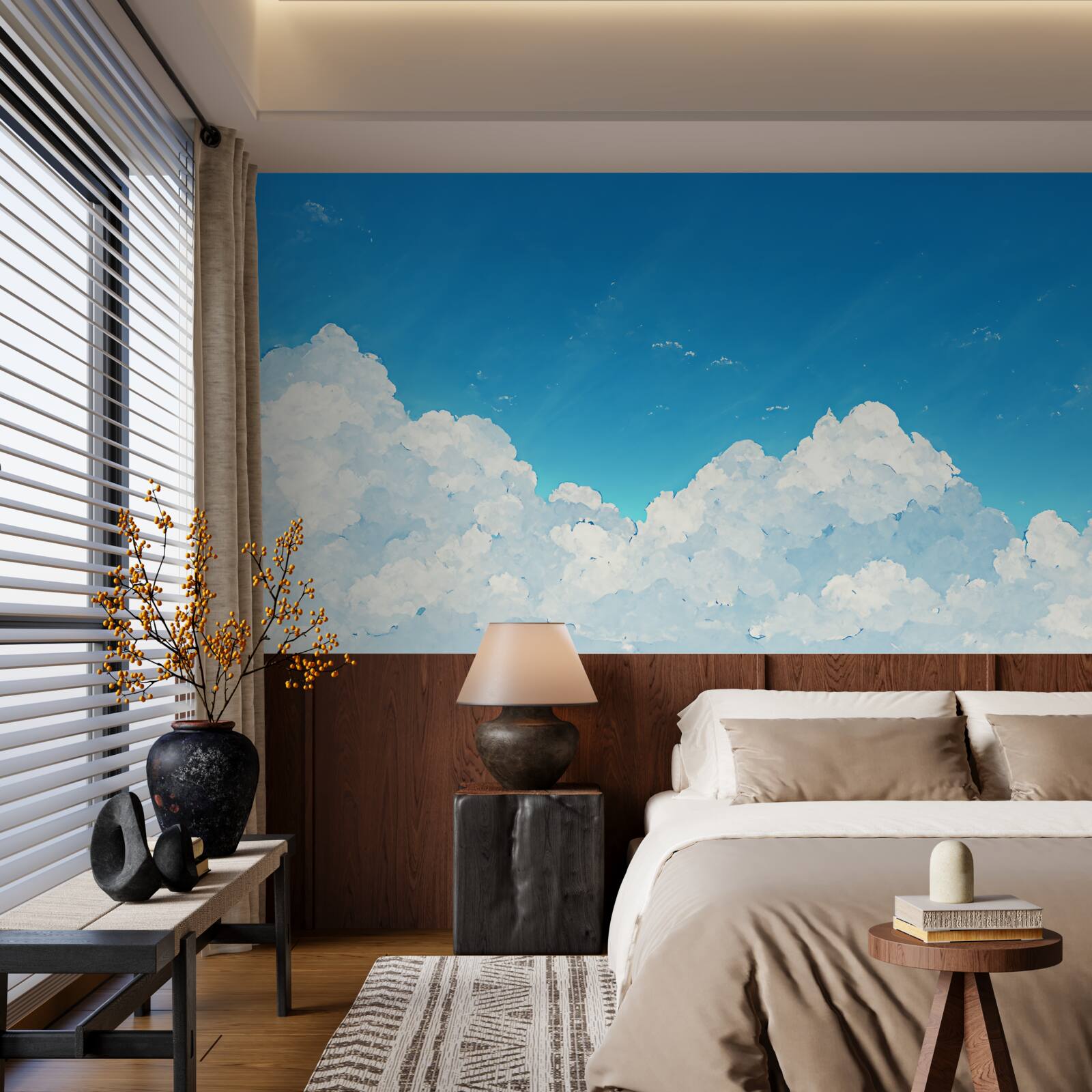 Fototapet cer albastru și nori albi ca zăpada