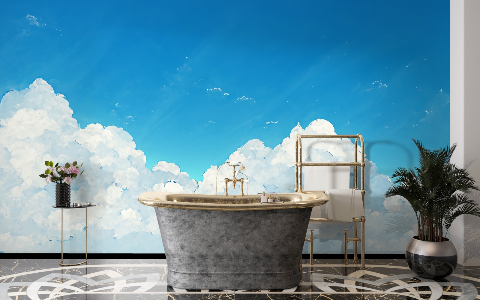 Fototapet cer albastru și nori albi ca zăpada