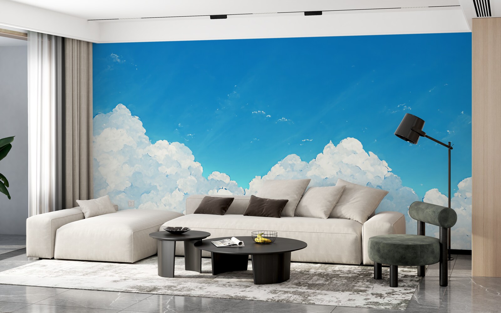 Fototapet cer albastru și nori albi ca zăpada