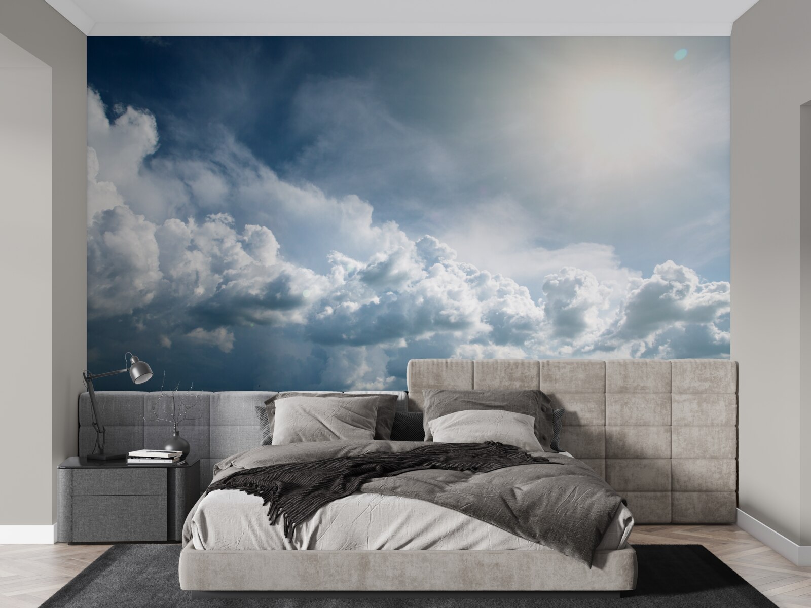 Fototapet lumină intensă printre nori furtunoși