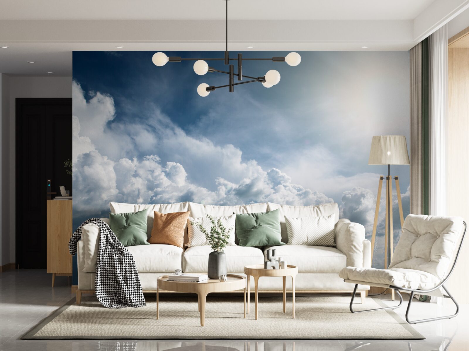 Fototapet lumină intensă printre nori furtunoși