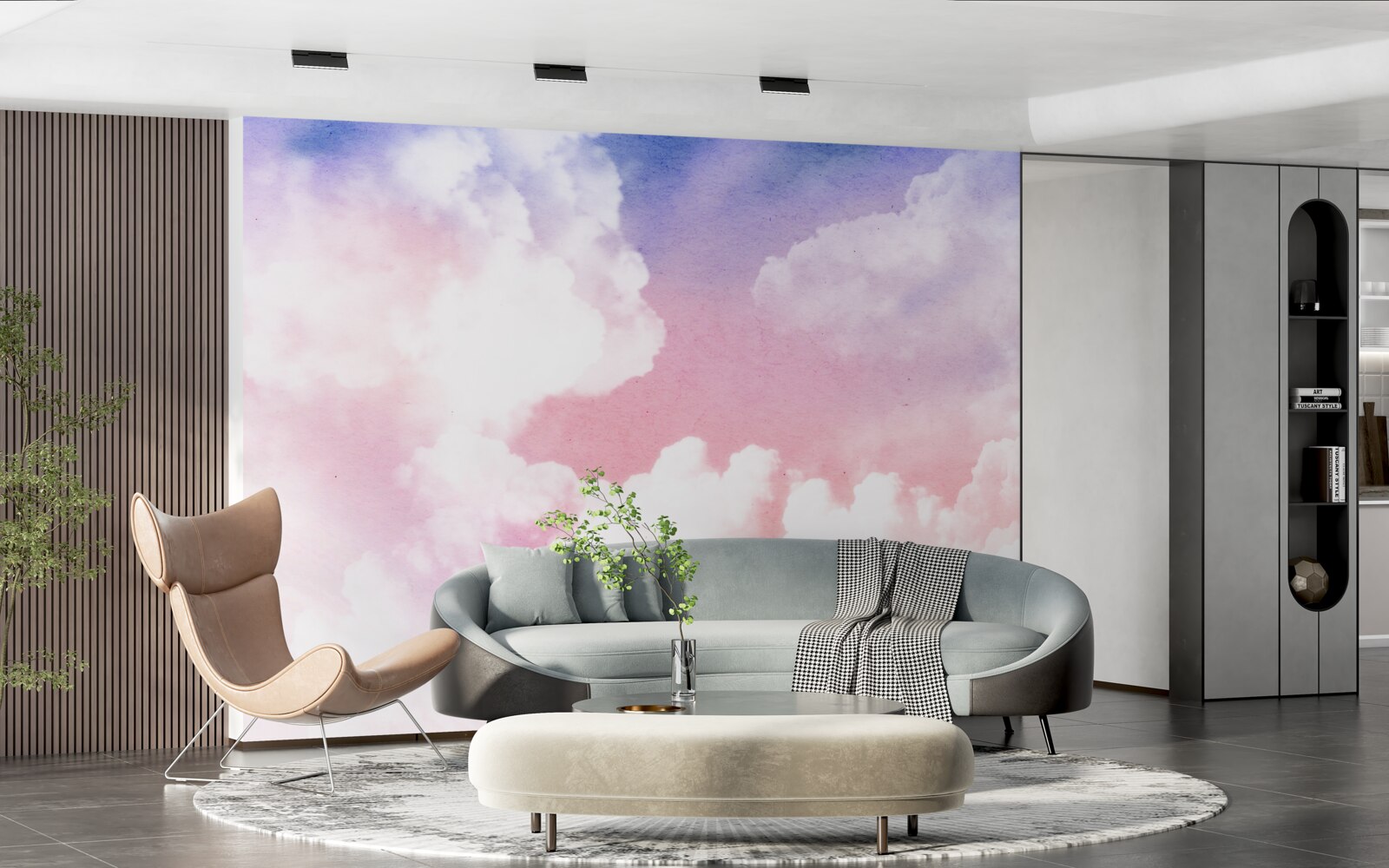 Fototapet nori roz apus de soare