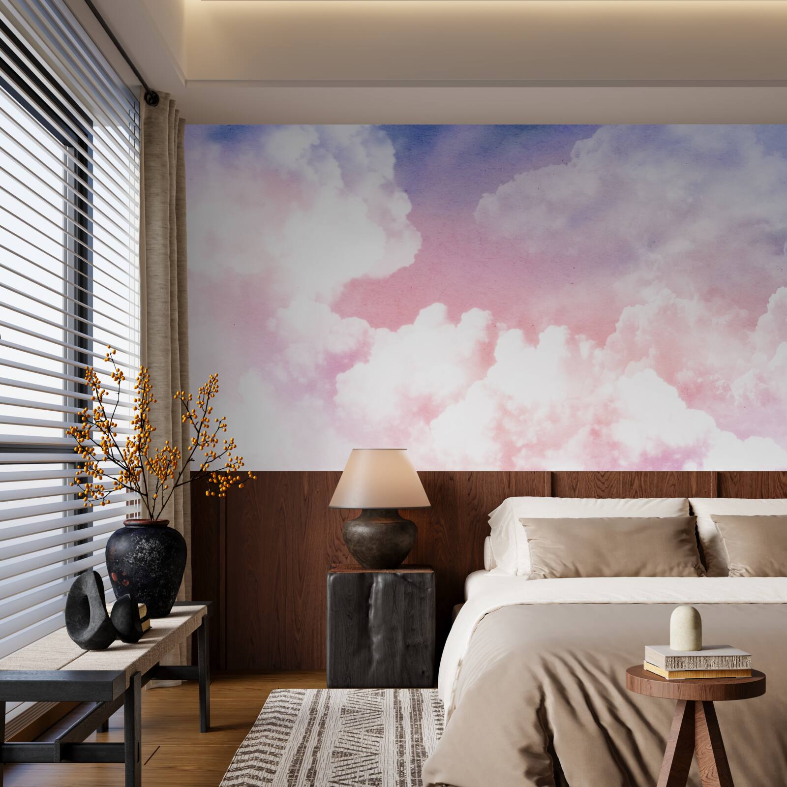 Fototapet nori roz apus de soare