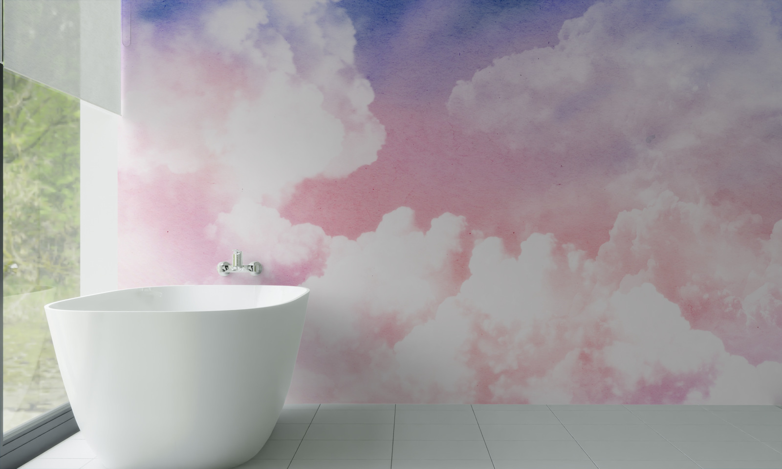 Fototapet nori roz apus de soare