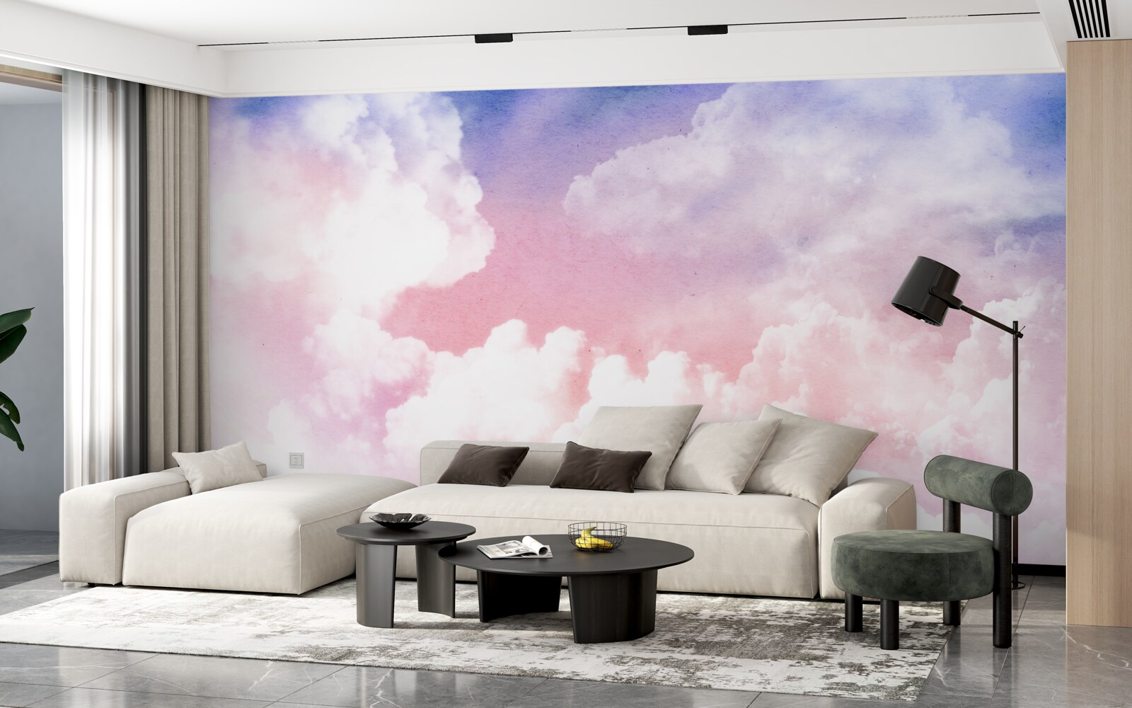 Fototapet nori roz apus de soare