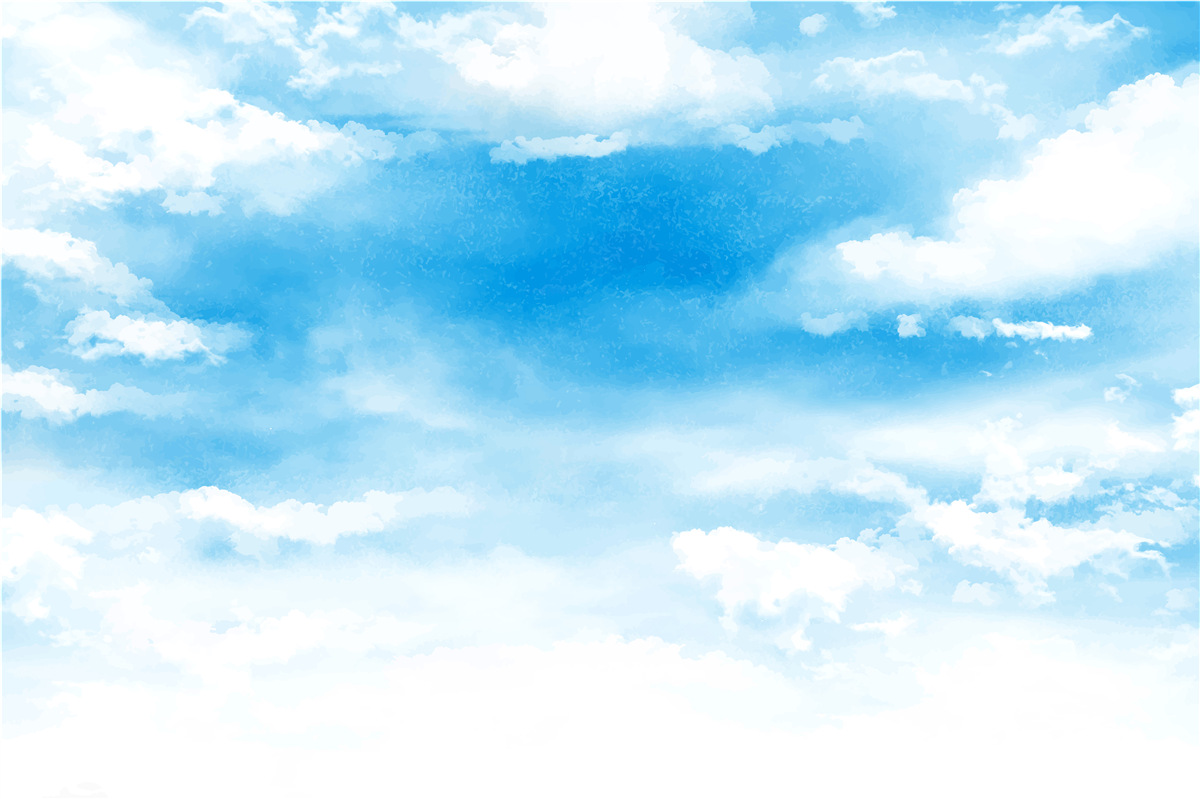 Fototapet cerul albastru este decorat cu nori albi