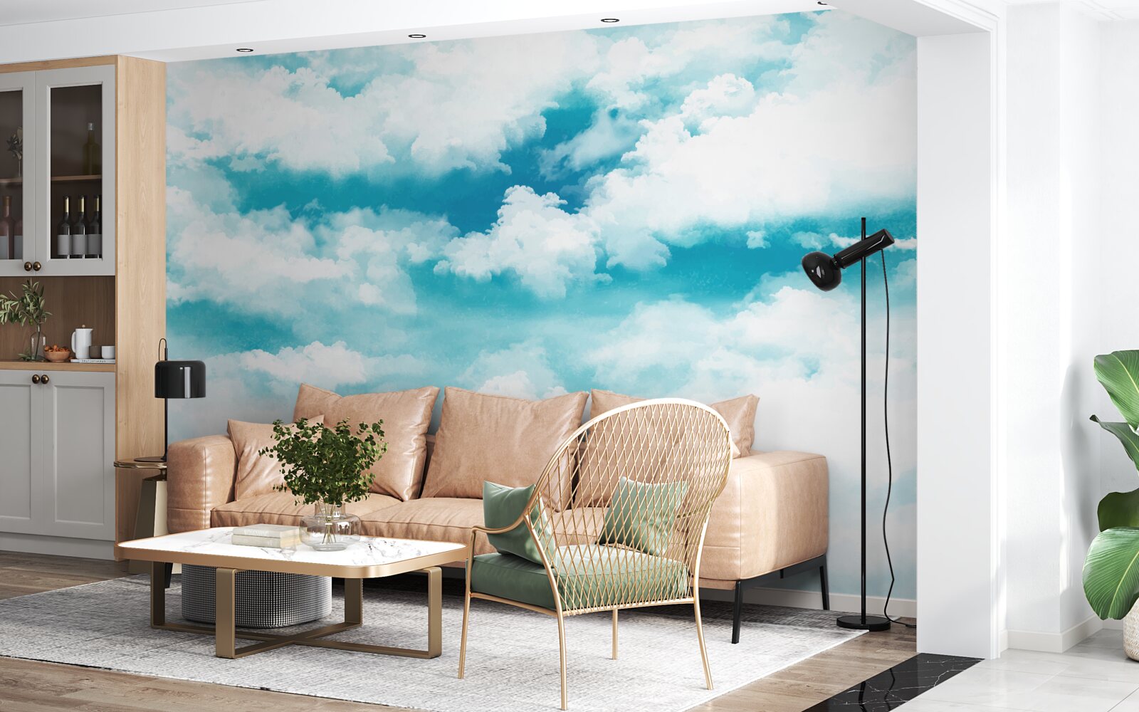 Fototapet în timpul zilei cerul este albastru și alb