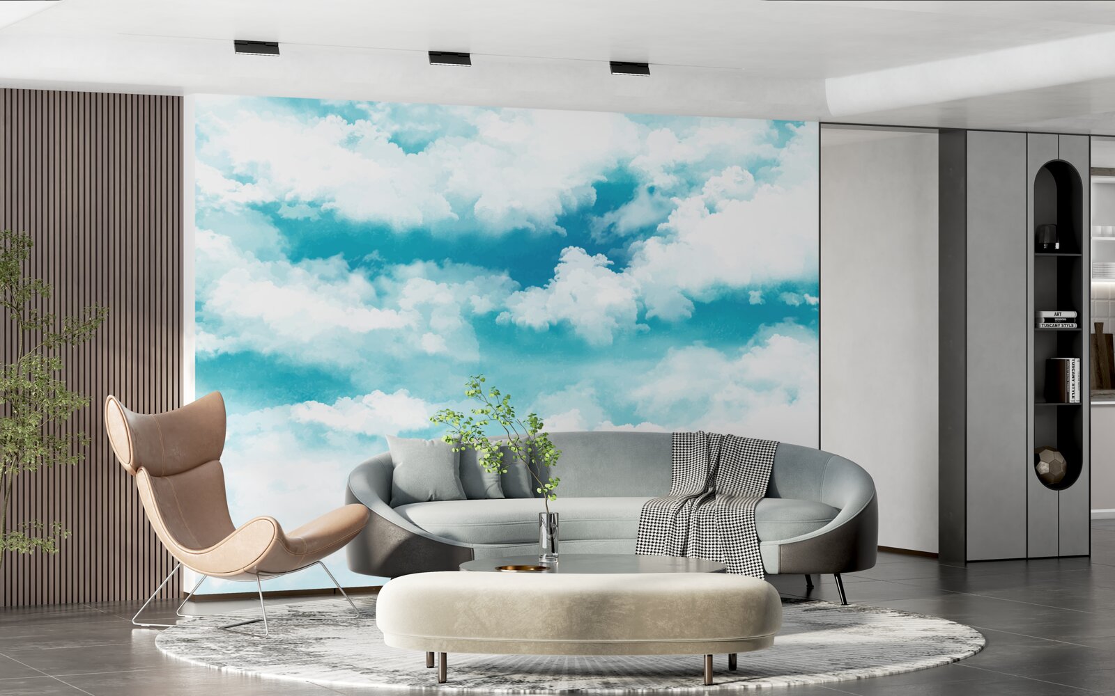 Fototapet în timpul zilei cerul este albastru și alb