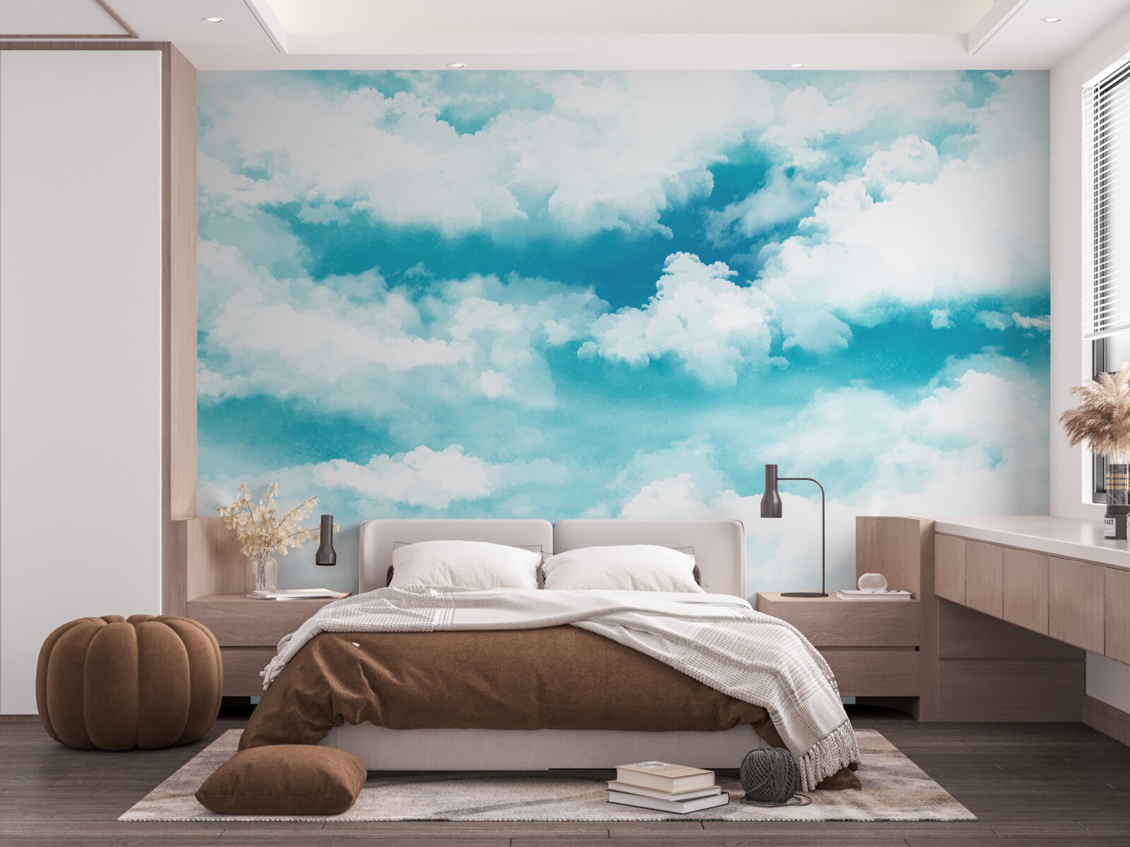 Fototapet în timpul zilei cerul este albastru și alb