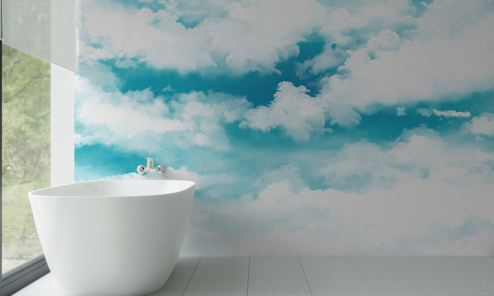 Fototapet în timpul zilei cerul este albastru și alb