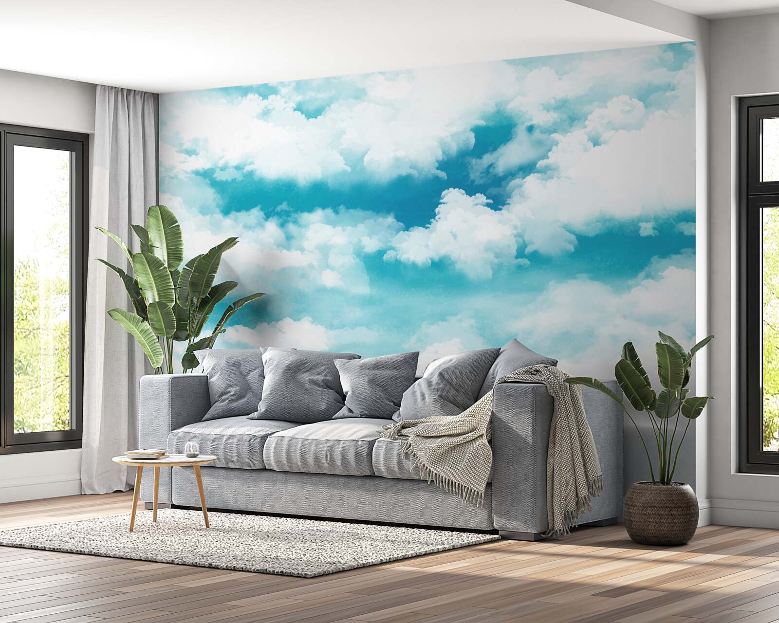 Fototapet în timpul zilei cerul este albastru și alb