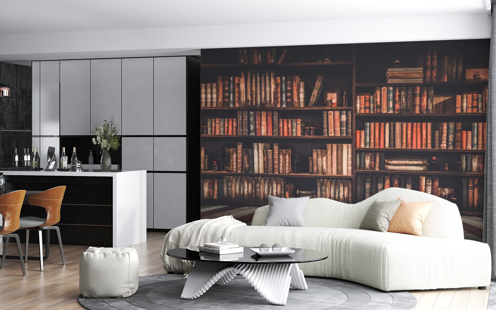 Fototapet cărți îngrămădite pe rafturi