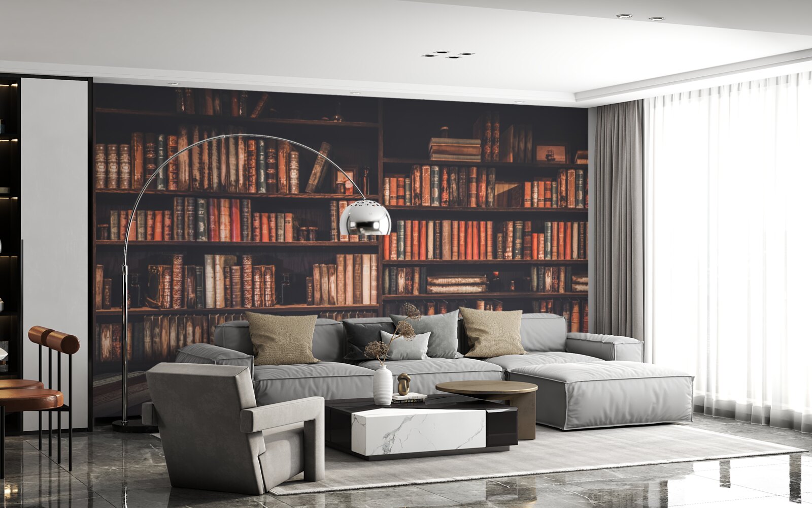 Fototapet cărți îngrămădite pe rafturi