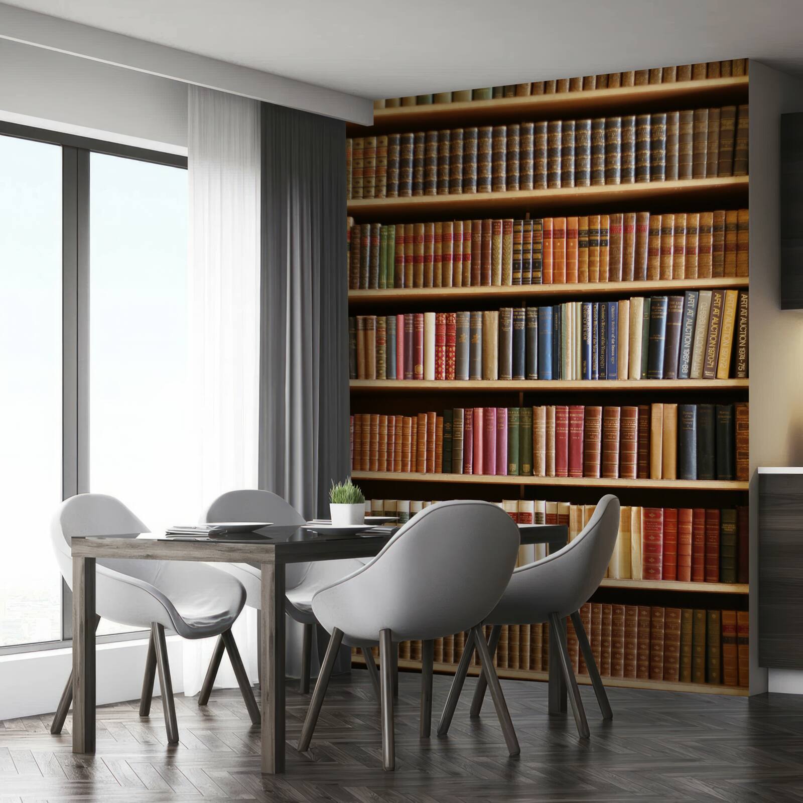 Fototapet există multe cărți pe rafturi