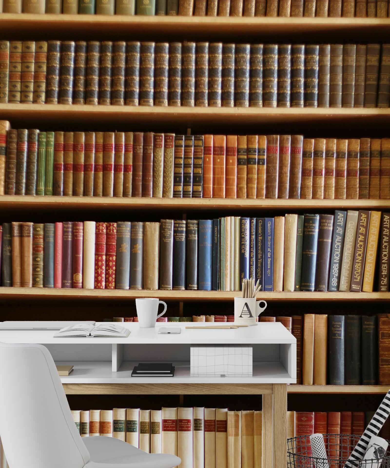 Fototapet există multe cărți pe rafturi