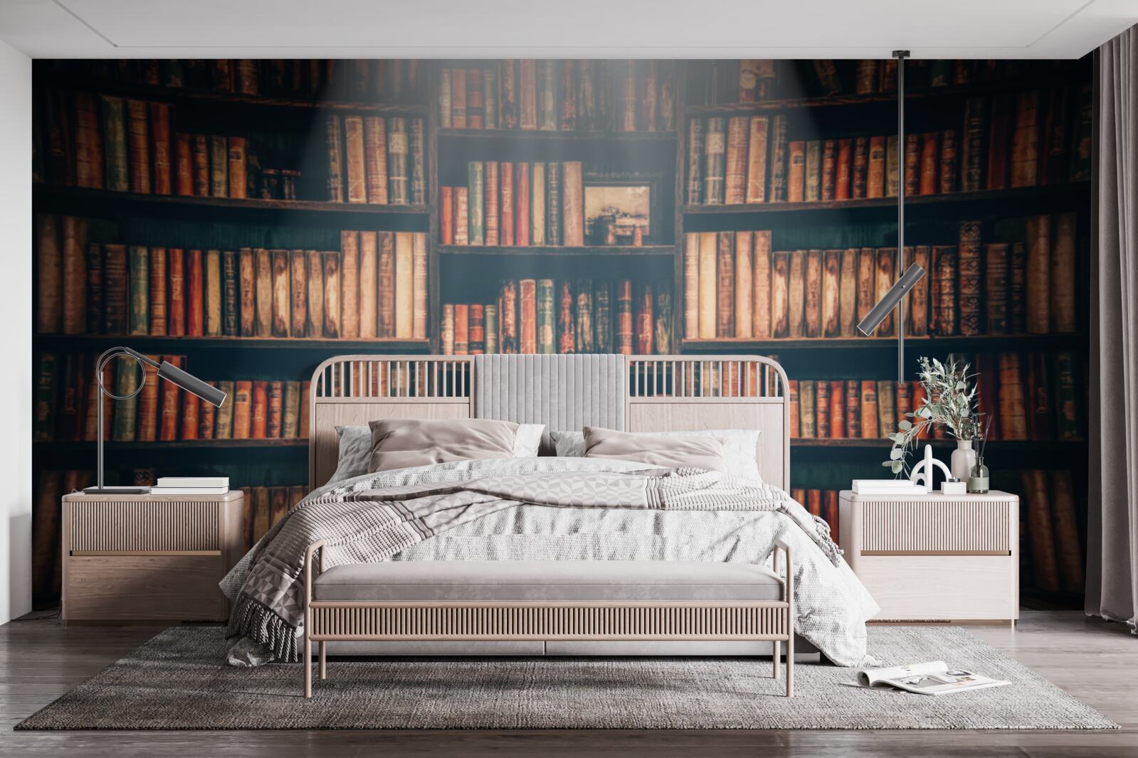 Fototapet o rază de soare pătrunde în cărți