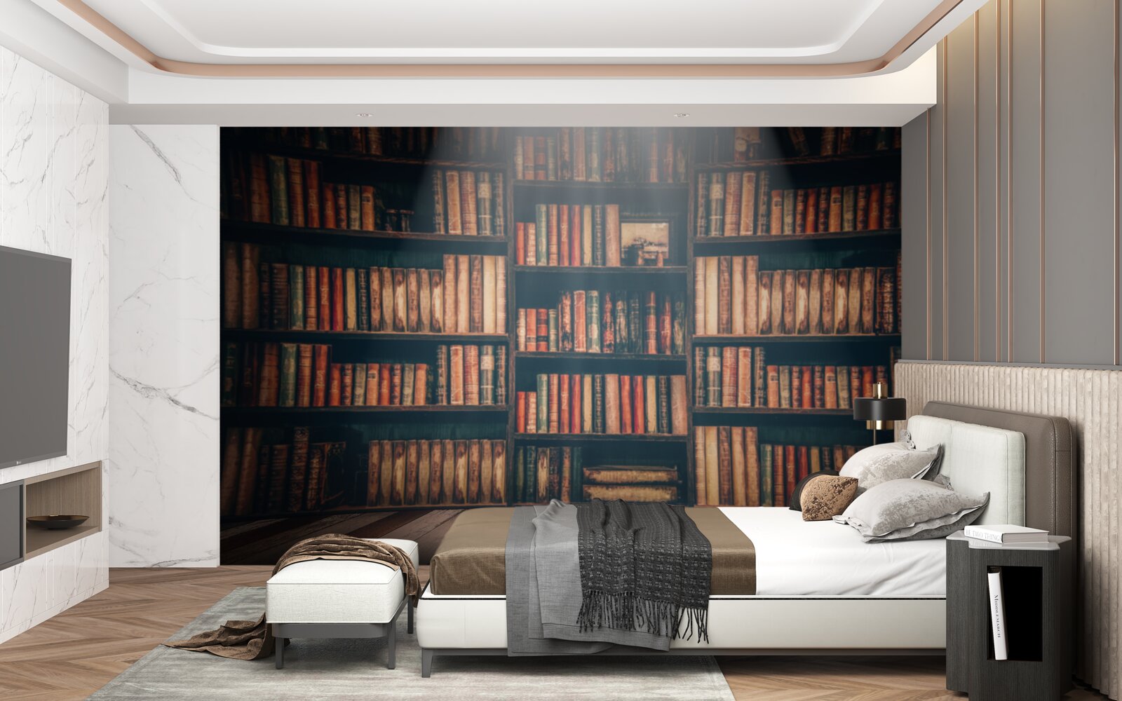 Fototapet o rază de soare pătrunde în cărți