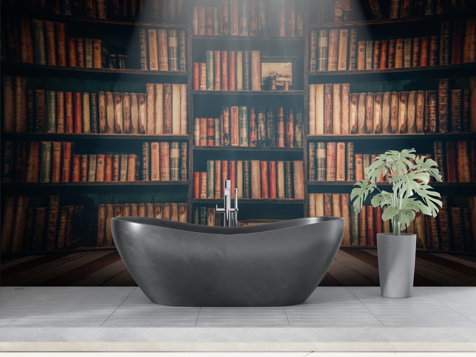 Fototapet o rază de soare pătrunde în cărți