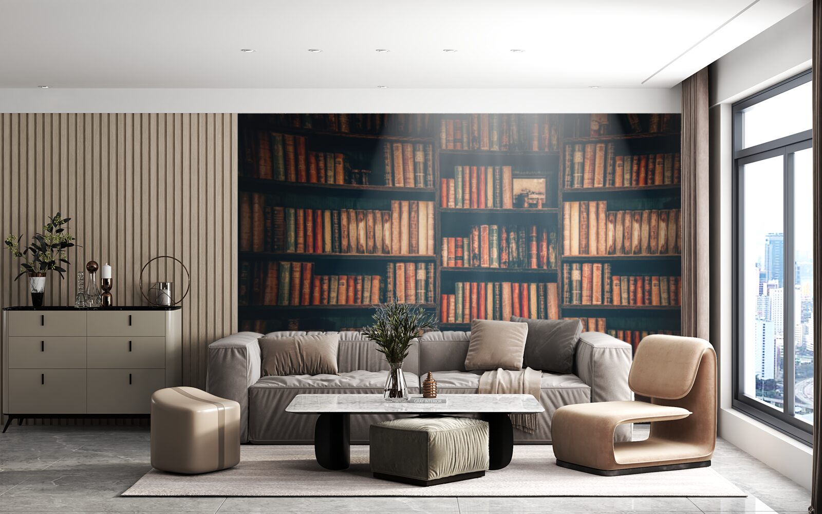 Fototapet o rază de soare pătrunde în cărți