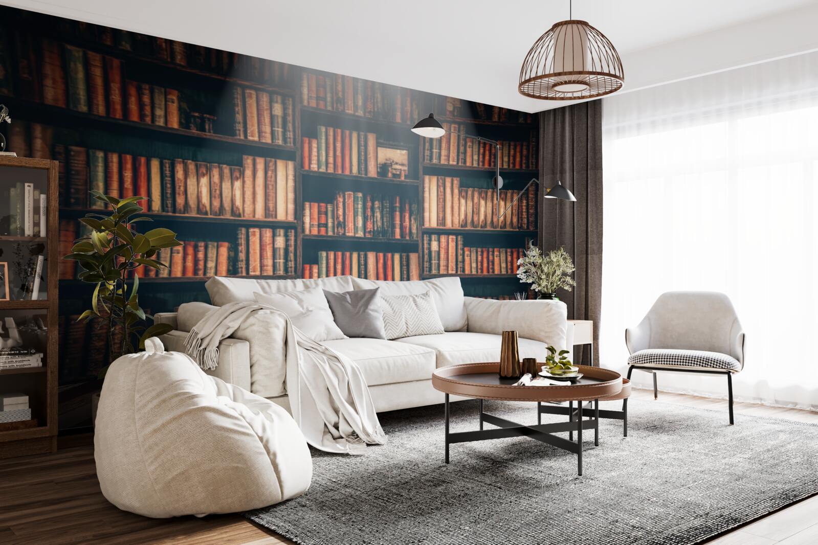 Fototapet o rază de soare pătrunde în cărți