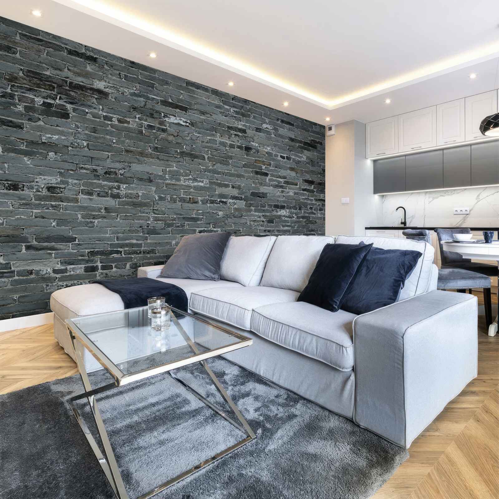 Fototapet Peretele din cărămidă are o nuanță de gri închis