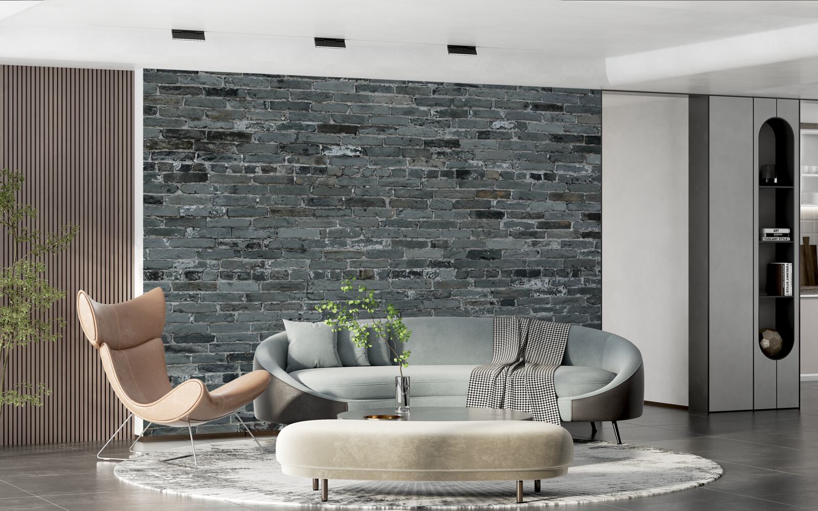 Fototapet Peretele din cărămidă are o nuanță de gri închis