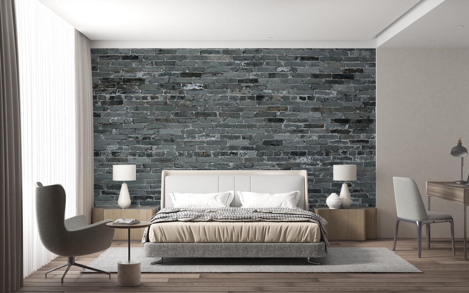 Fototapet Peretele din cărămidă are o nuanță de gri închis