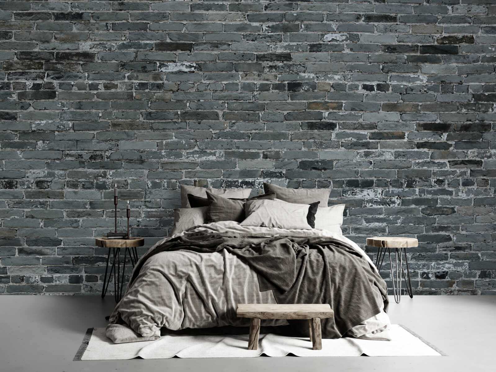 Fototapet Peretele din cărămidă are o nuanță de gri închis