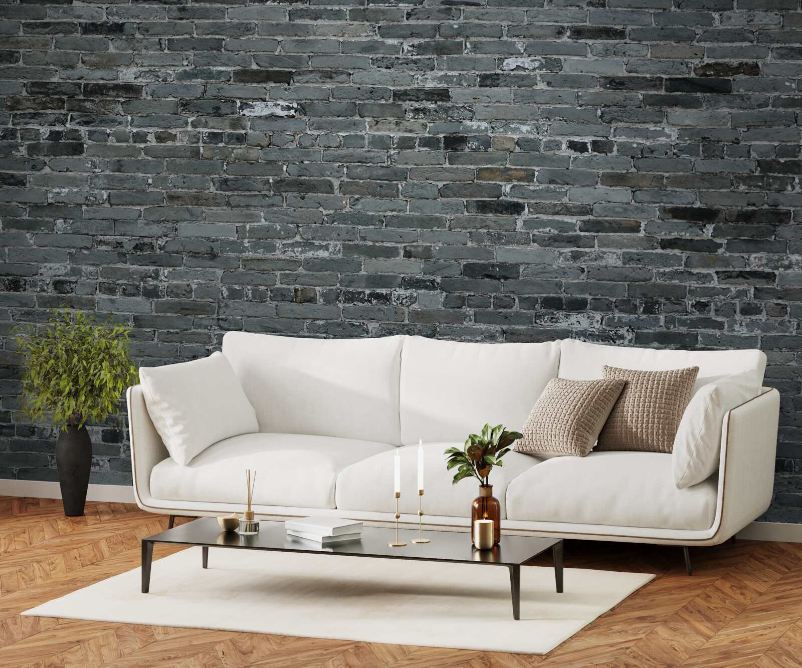 Fototapet Peretele din cărămidă are o nuanță de gri închis