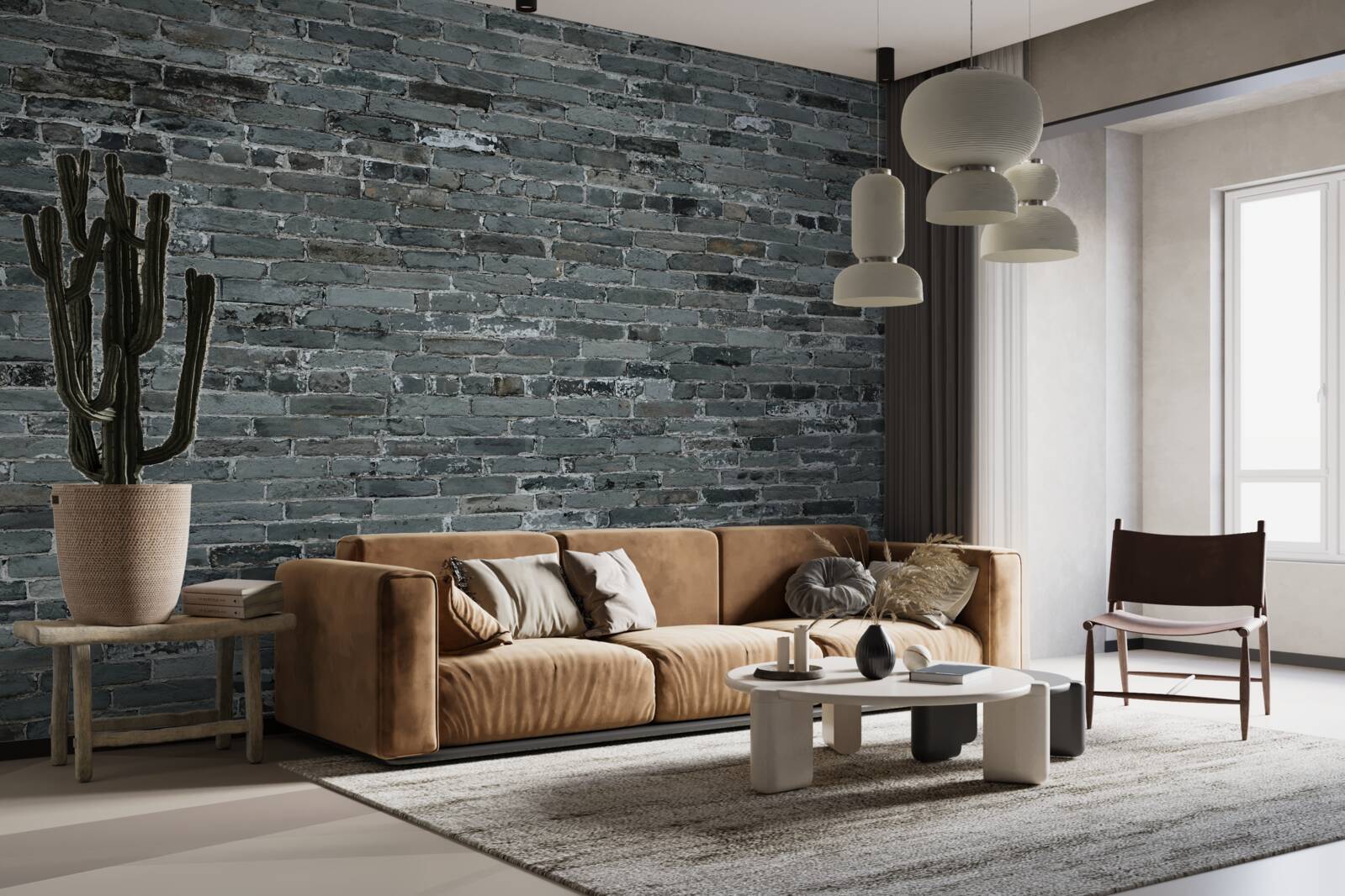 Fototapet Peretele din cărămidă are o nuanță de gri închis