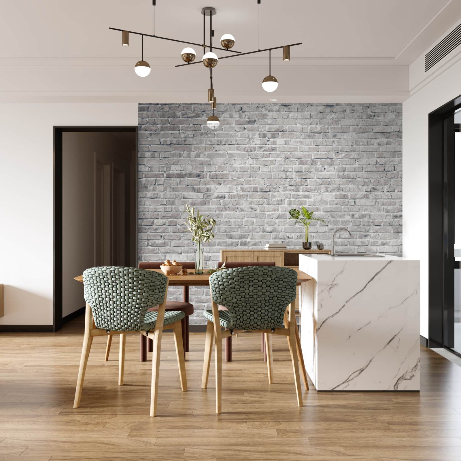 Fototapet zid de cărămidă gri și alb