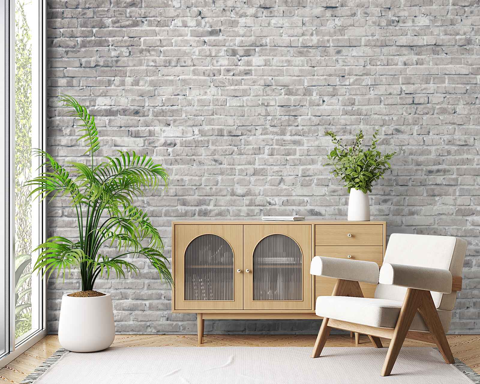 Fototapet zid de cărămidă gri și alb