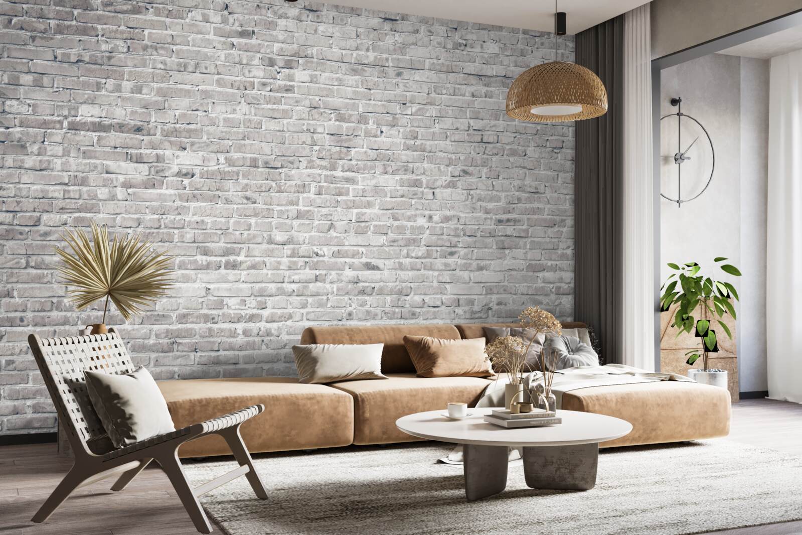 Fototapet zid de cărămidă gri și alb