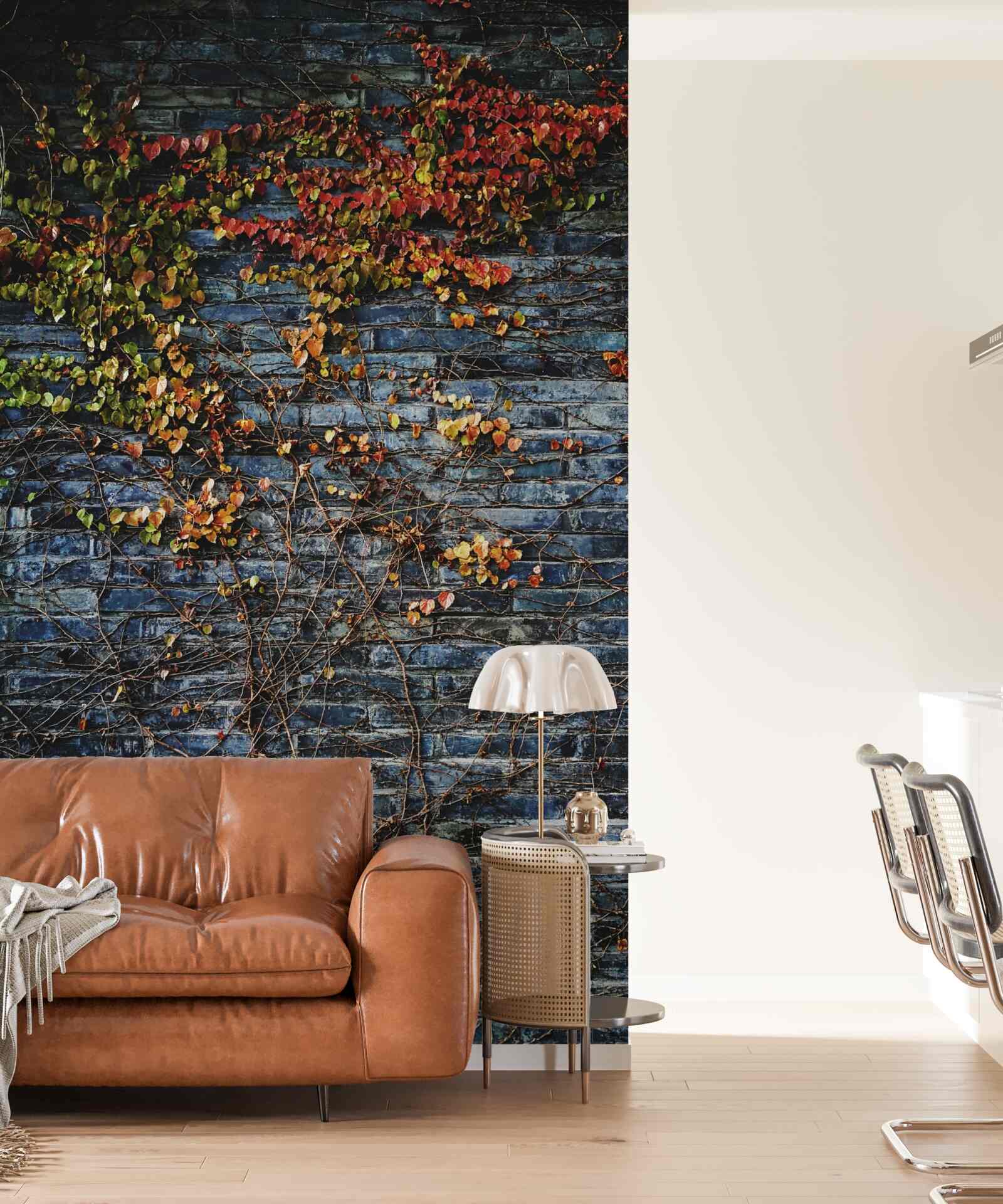 Fototapet iederă coborând un zid de cărămidă