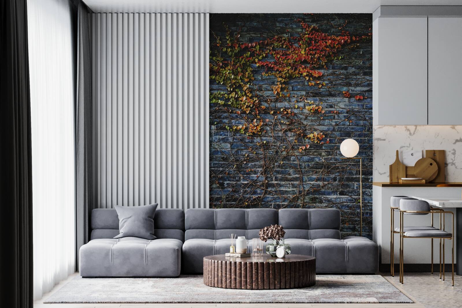 Fototapet iederă coborând un zid de cărămidă