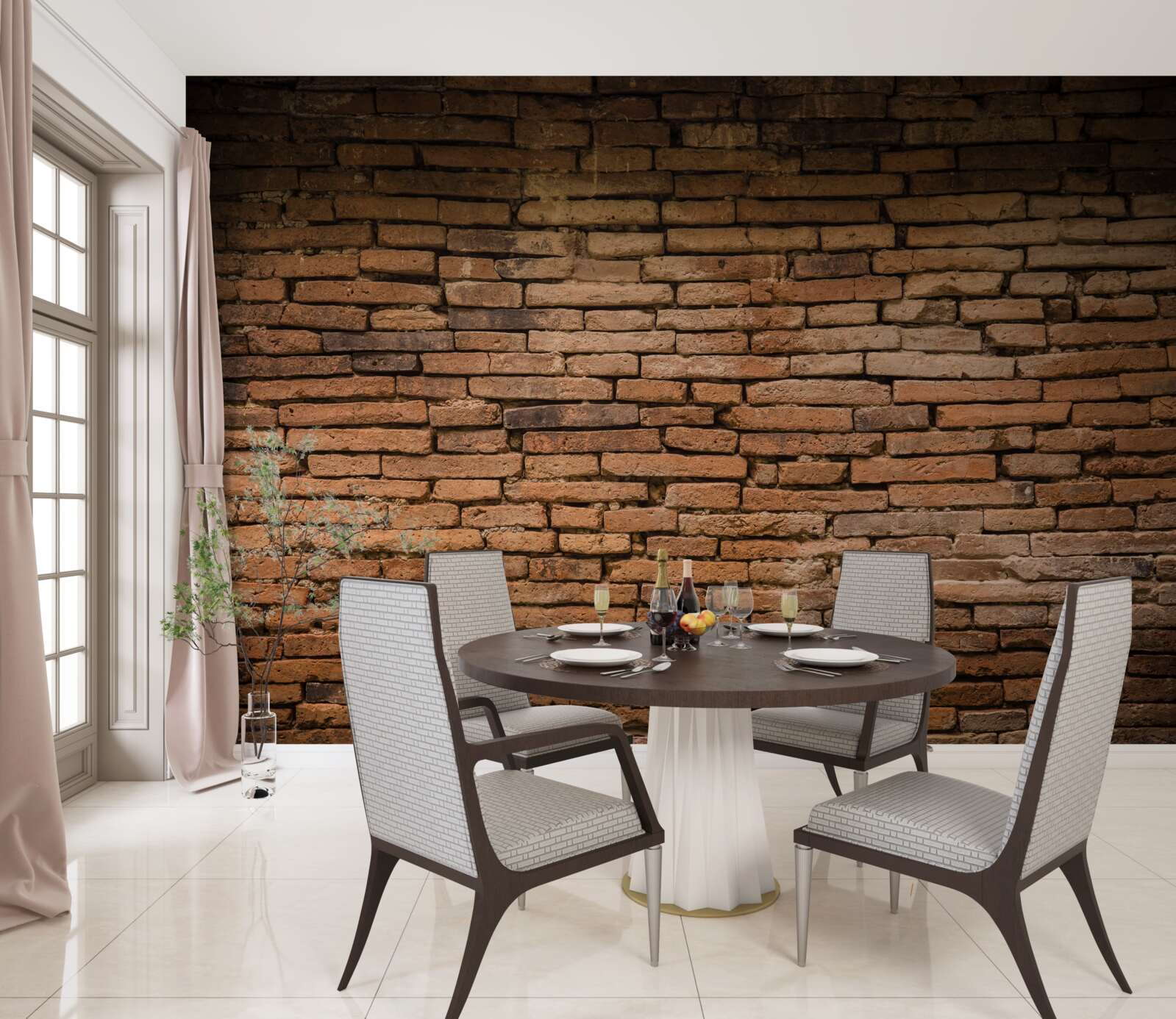 Fototapet Un zid de cărămidă care se îndoaie