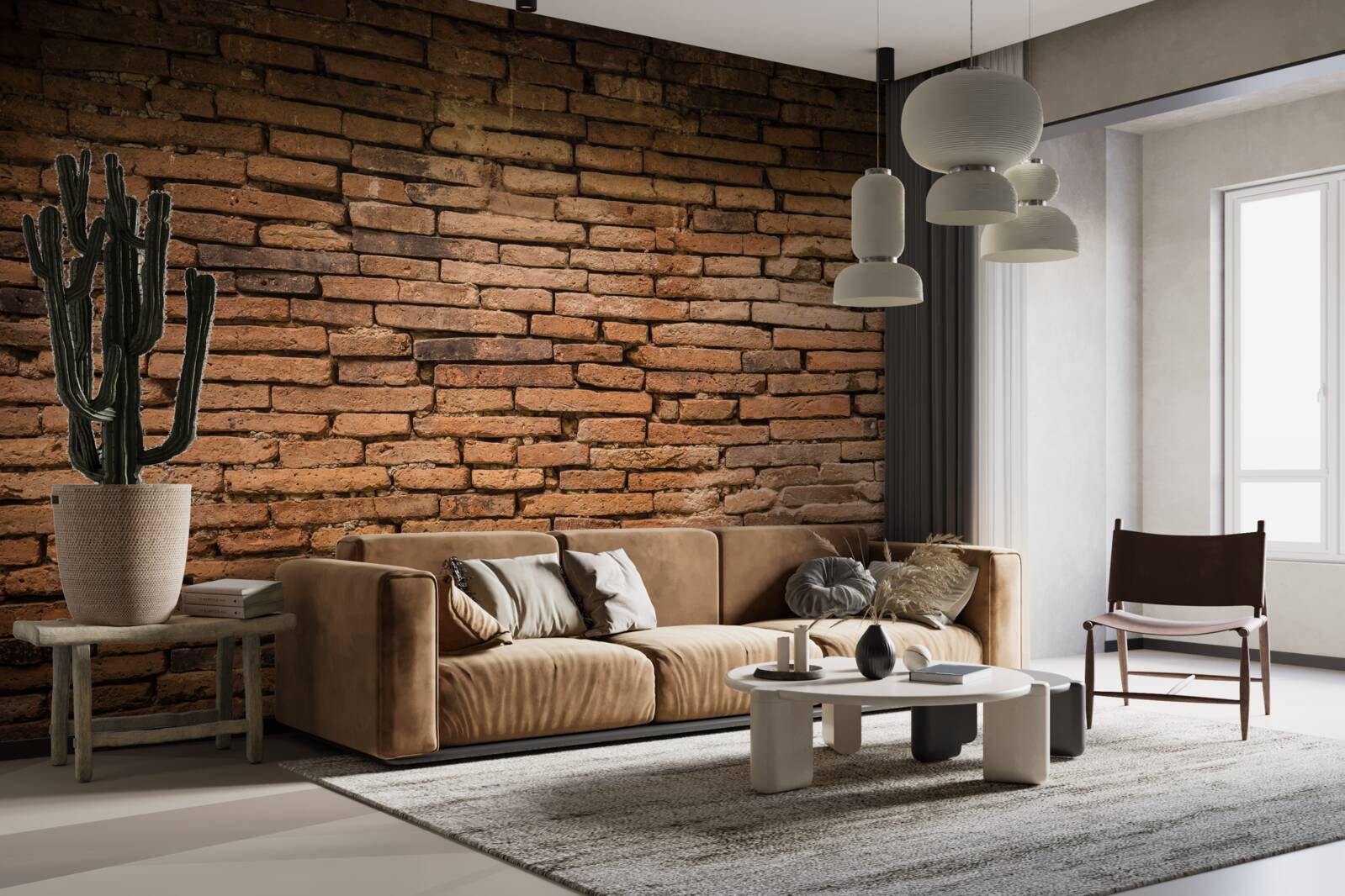 Fototapet Un zid de cărămidă care se îndoaie