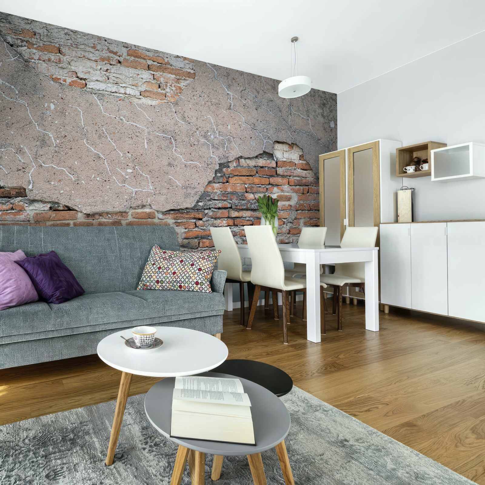 Fototapet Un zid de cărămidă care se prăbușește